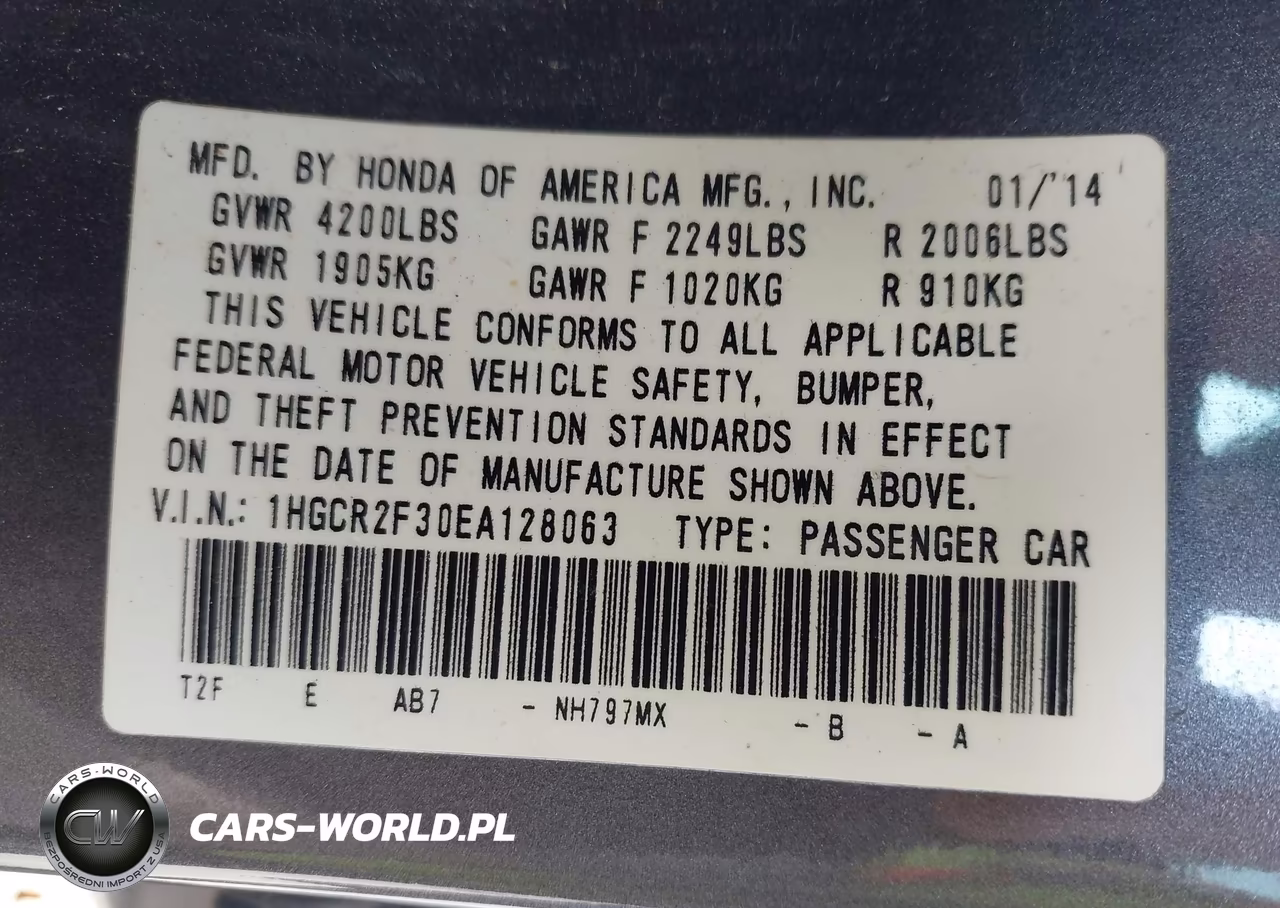 2014 Honda Accord Lx VIN:1HGCR2F30EA128063 - 9