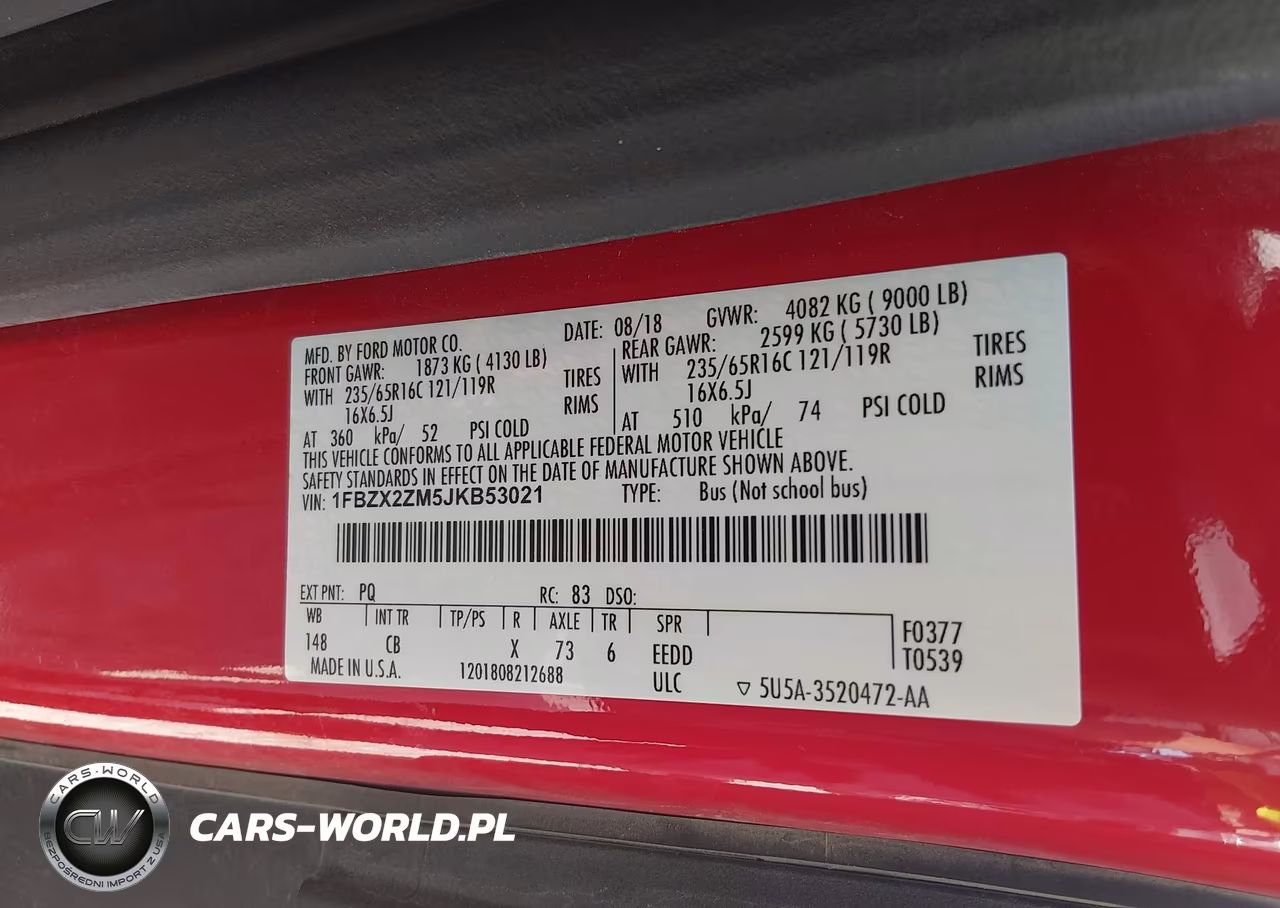 2018 Ford Transit-350 Xl-Xlt VIN:1FBZX2ZM5JKB53021 - 9