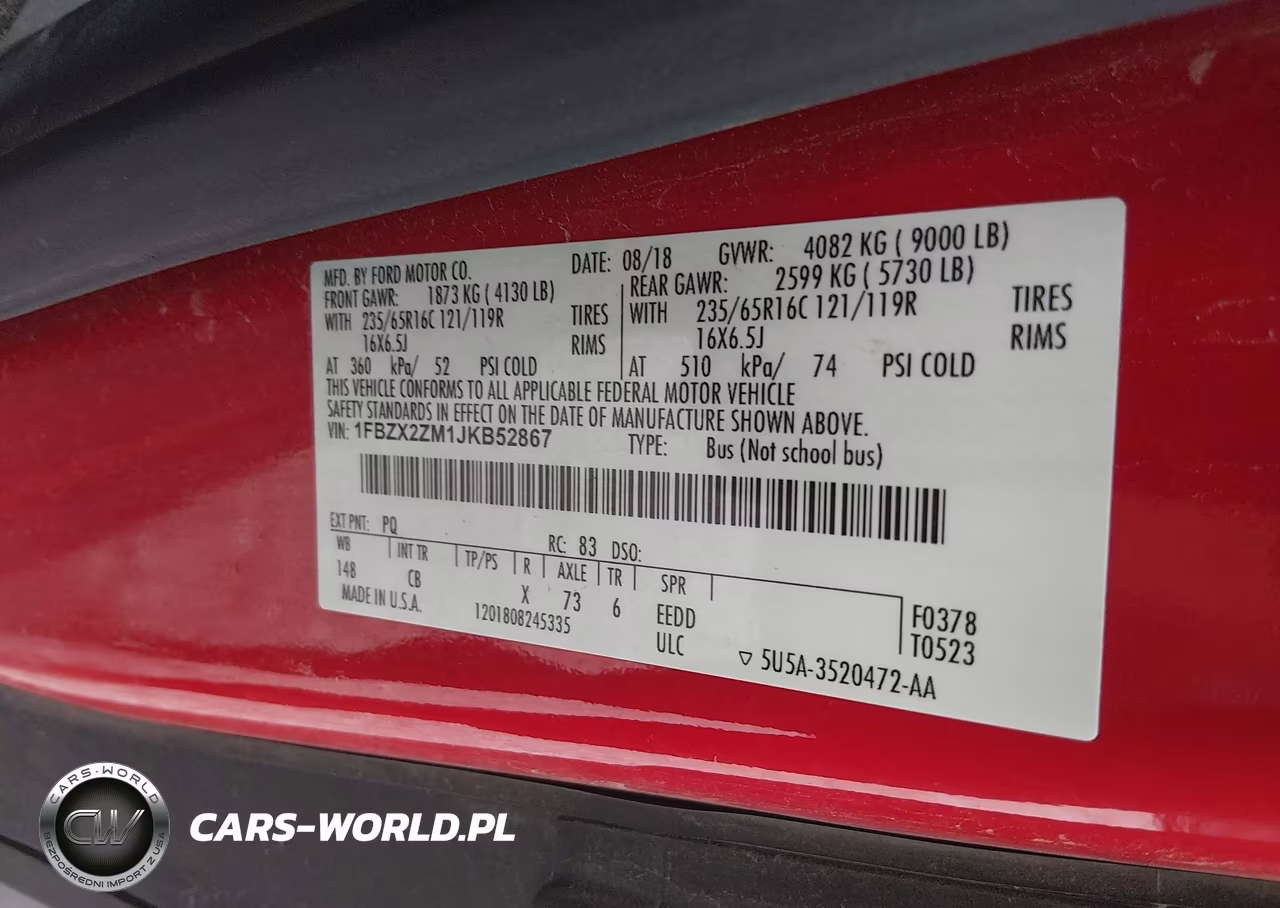 2018 Ford Transit-350 Xl-Xlt VIN:1FBZX2ZM1JKB52867 - 9