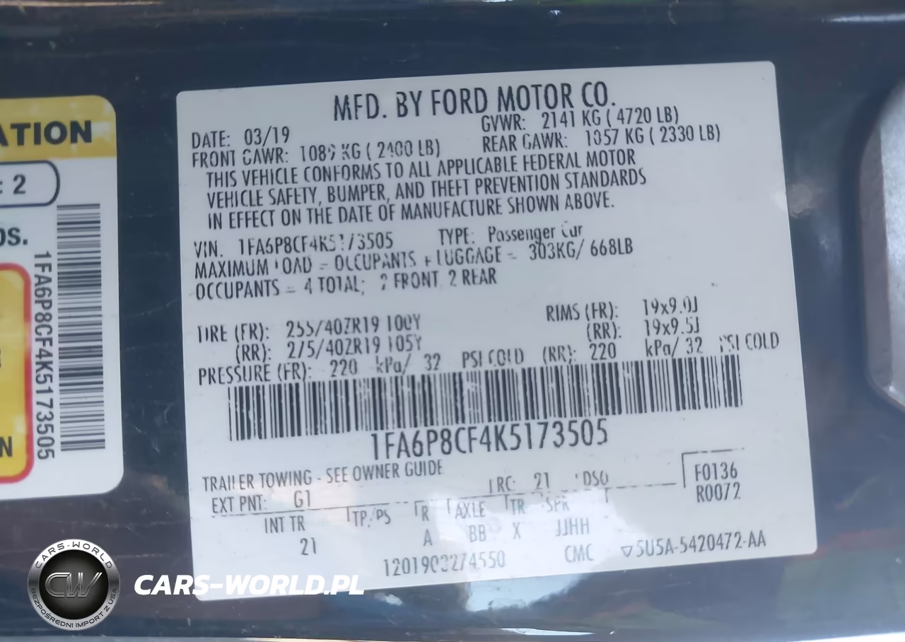2019 Ford Mustang Gt VIN:1FA6P8CF4K5173505 - 9