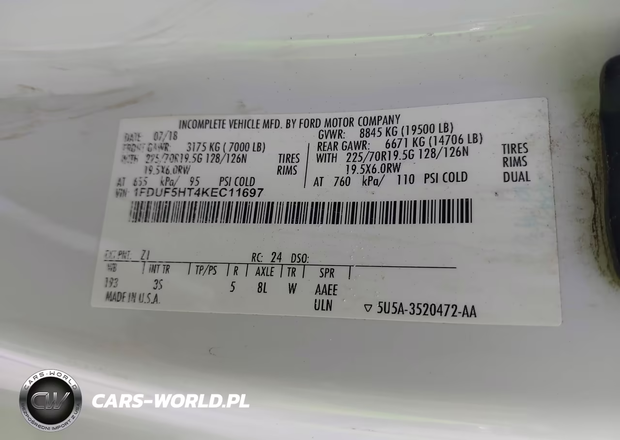 2019 Ford F550 Super Duty VIN:1FDUF5HT4KEC11697 - 8