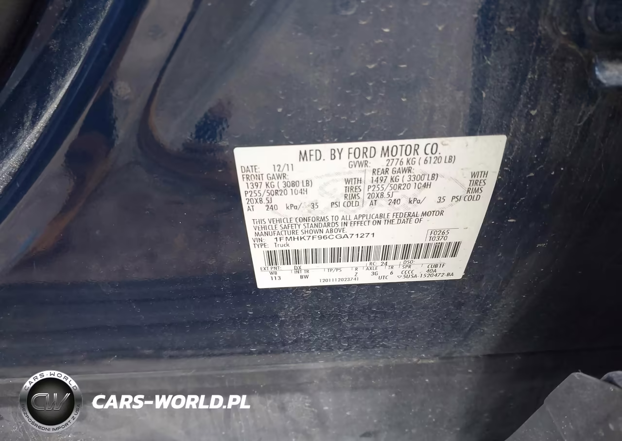 2012 Ford Explorer Limited VIN:1FMHK7F96CGA71271 - 9
