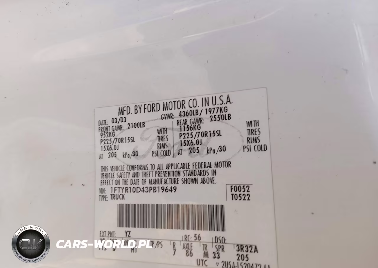 2003 Ford Ranger Xl-Xlt VIN:1FTYR10D43PB19649 - 9