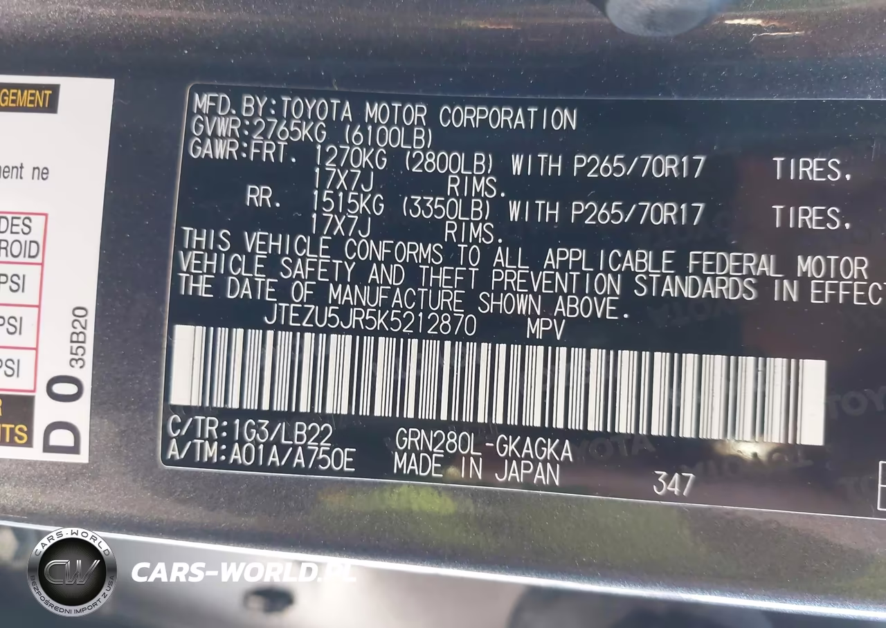 2019 Toyota 4Runner Sr5 Premium VIN:JTEZU5JR5K5212870 - 9