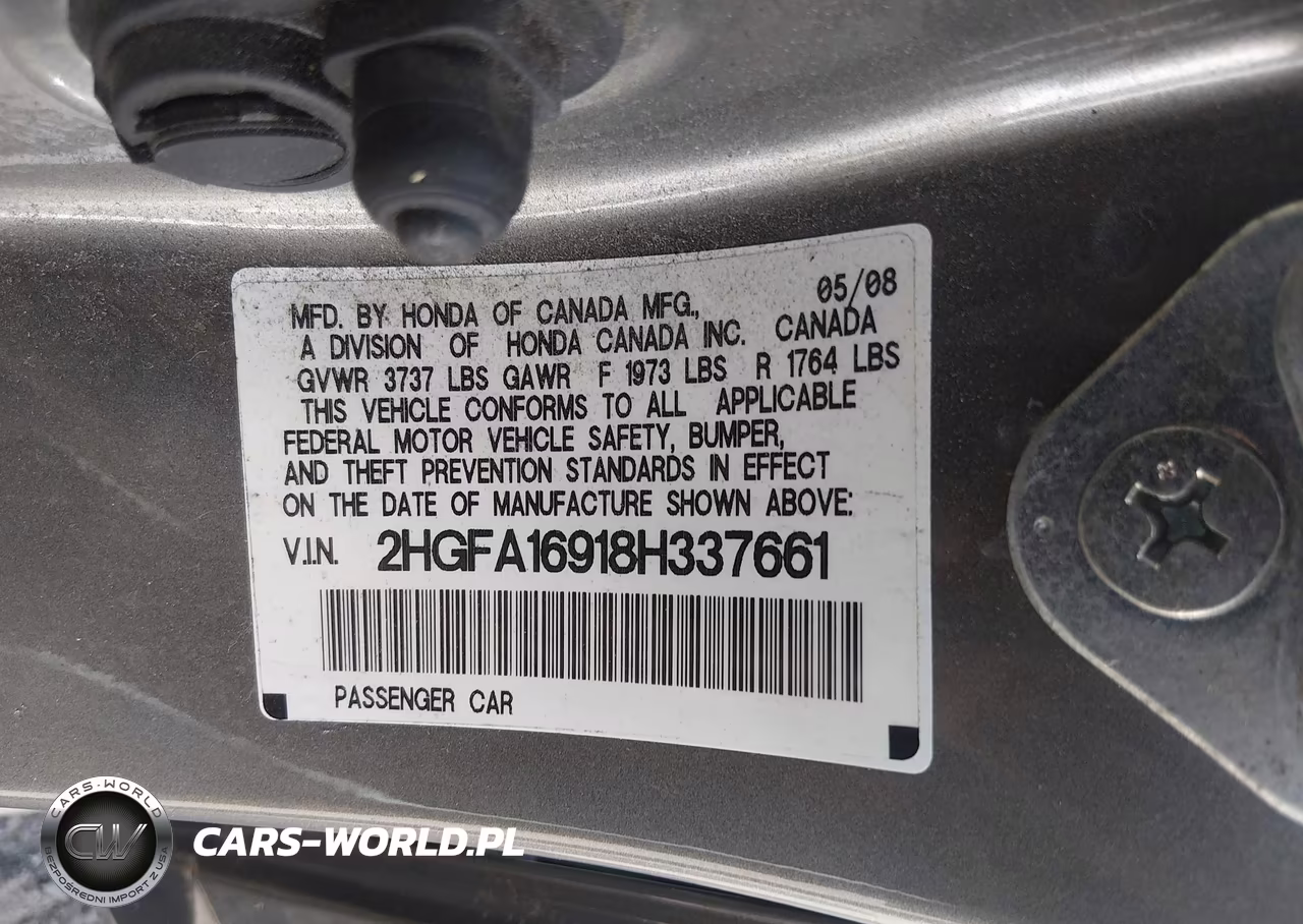 2008 Honda Civic Ex-L VIN:2HGFA16918H337661 - 9