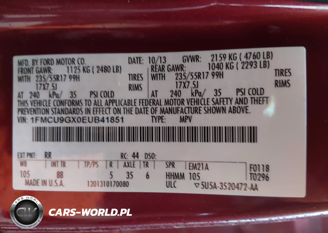 2014 Ford Escape Se VIN:1FMCU9GX0EUB41851 - 9