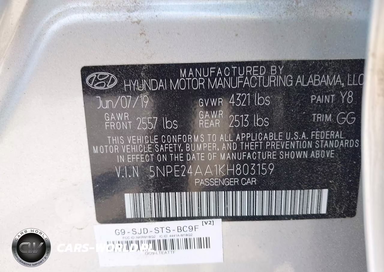 2019 Hyundai Sonata Eco VIN:5NPE24AA1KH803159 - 9