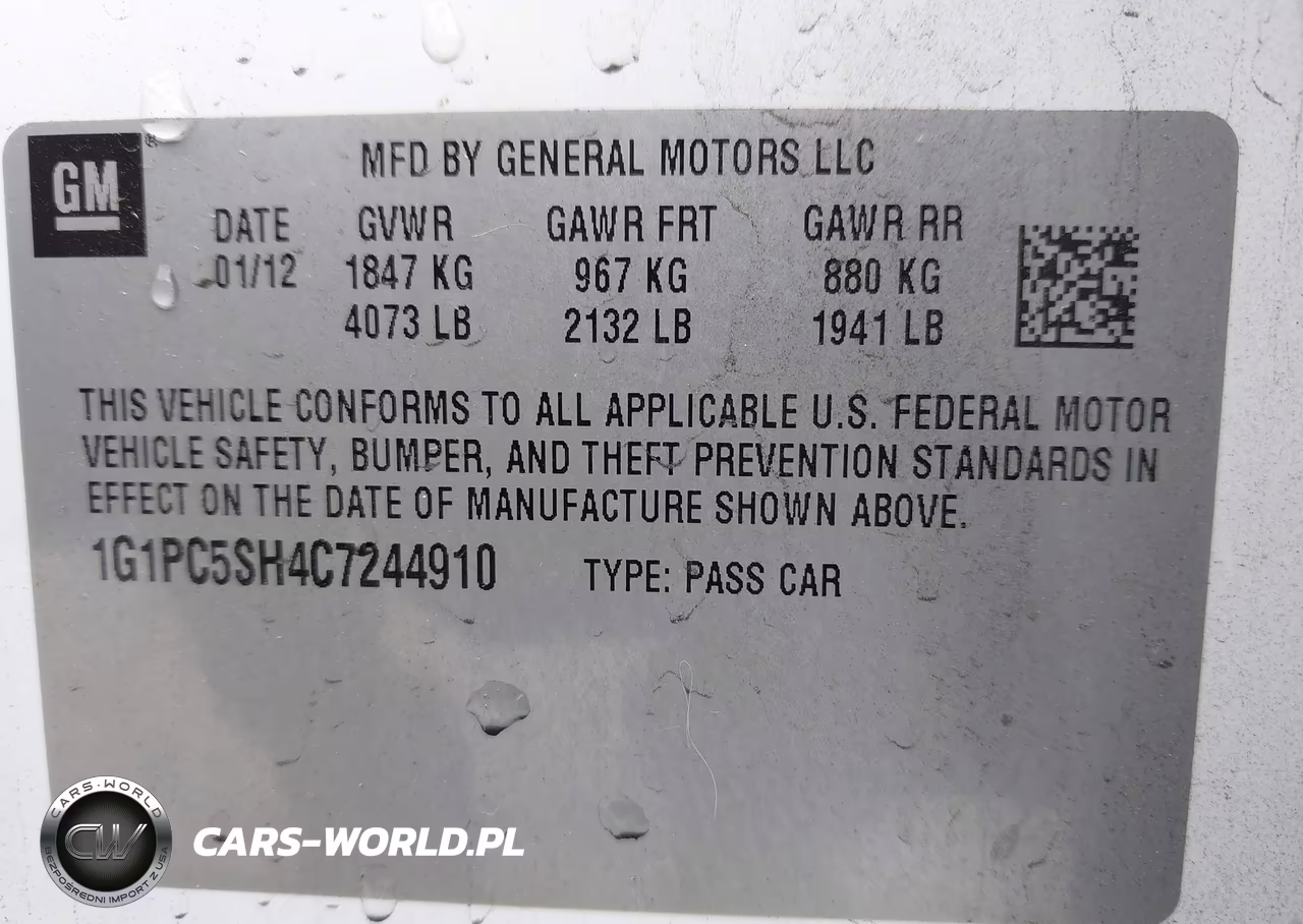 2012 Chevrolet Cruze Ls VIN:1G1PC5SH4C7244910 - 9