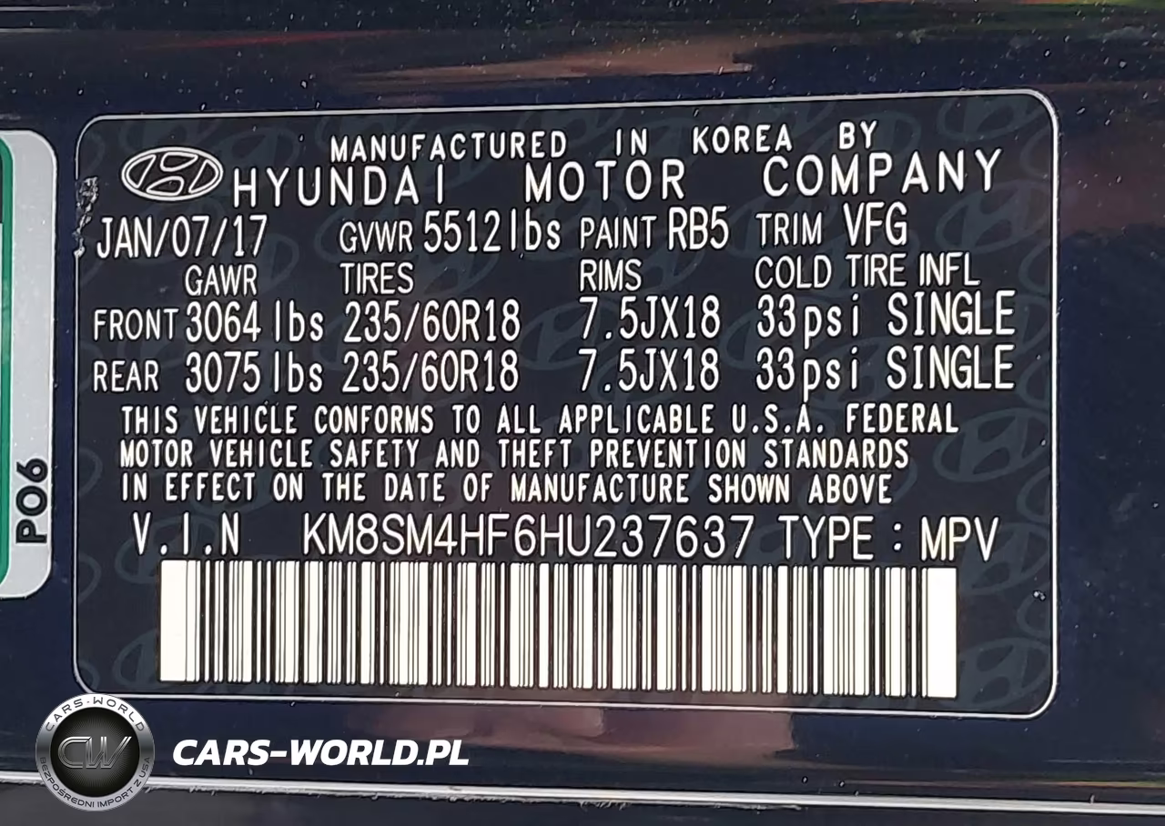 2017 Hyundai Santa Fe Se VIN:KM8SM4HF6HU237637 - 9