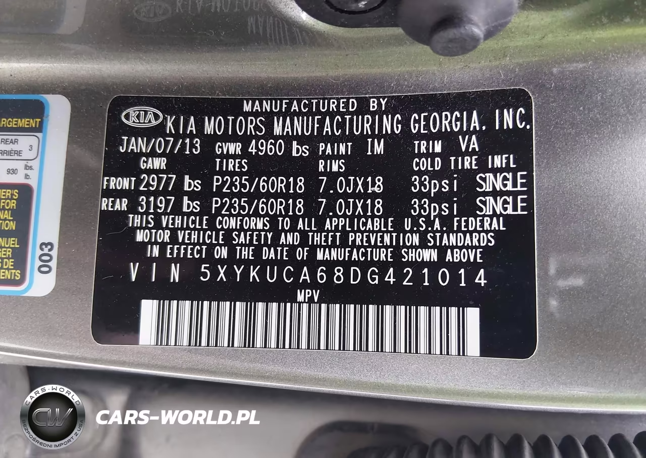 2013 Kia Sorento Ex VIN:5XYKUCA68DG421014 - 9