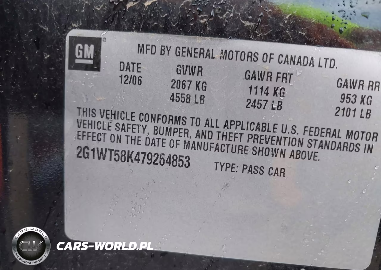 2007 Chevrolet Impala 3.5L Lt VIN:2G1WT58K479264853 - 9