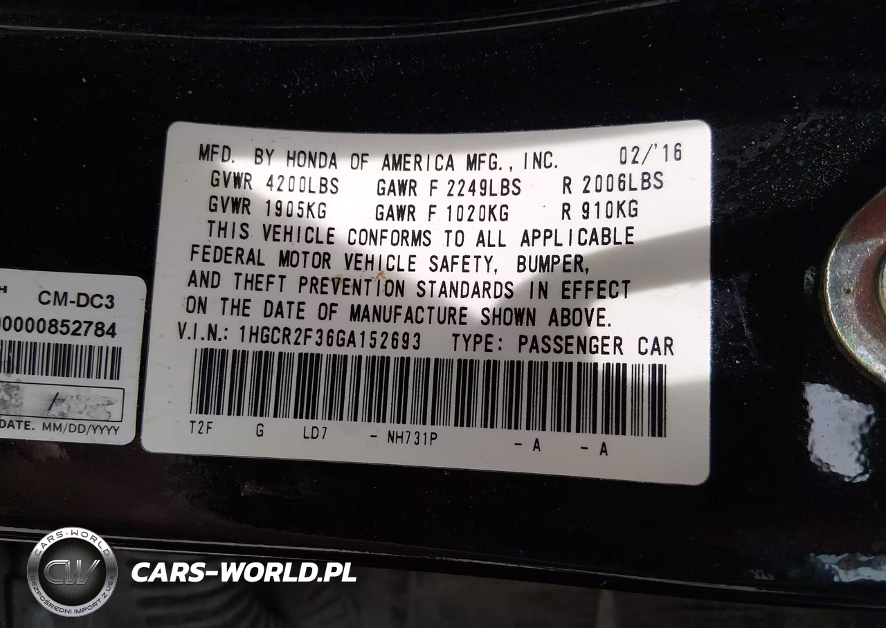 2016 Honda Accord Lx VIN:1HGCR2F36GA152693 - 9
