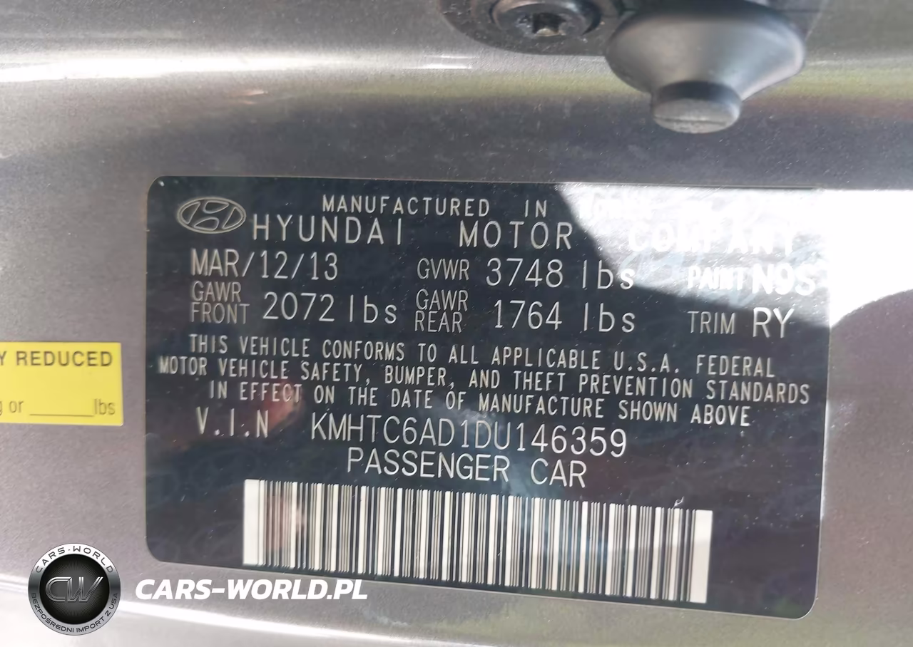 2013 Hyundai Veloster Base W-Black VIN:KMHTC6AD1DU146359 - 9