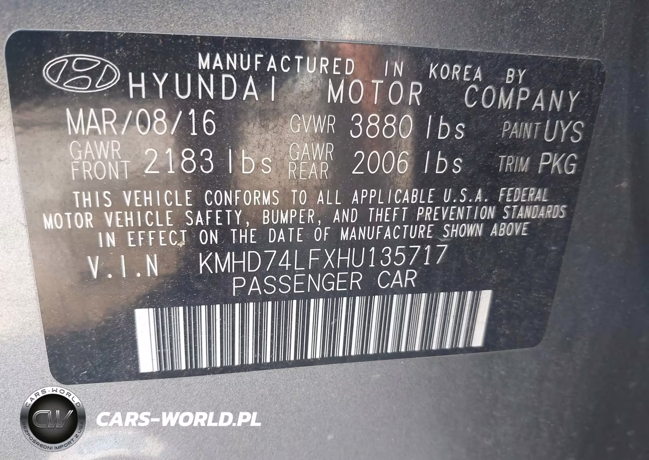 2017 Hyundai Elantra Se VIN:KMHD74LFXHU135717 - 9