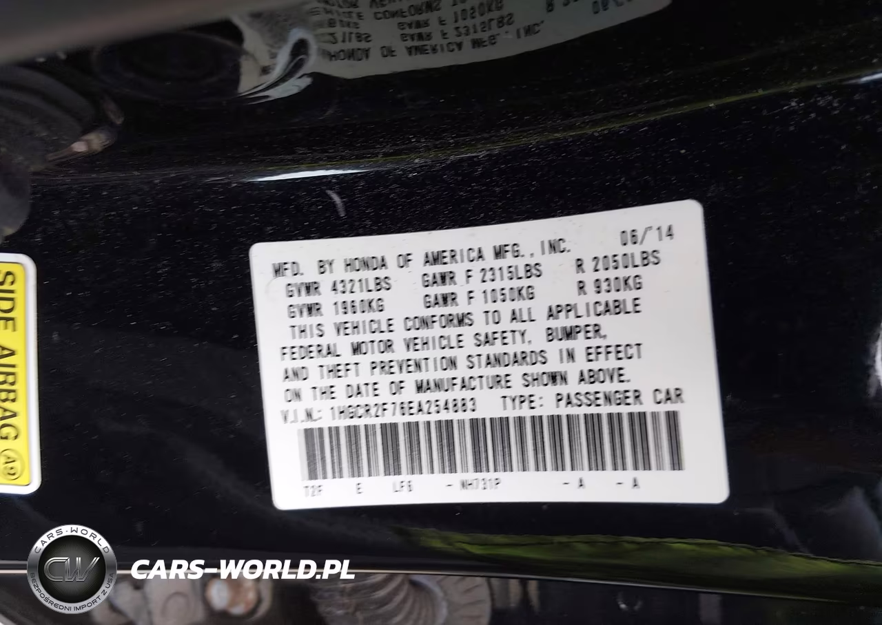 2014 Honda Accord Ex VIN:1HGCR2F76EA254883 - 9