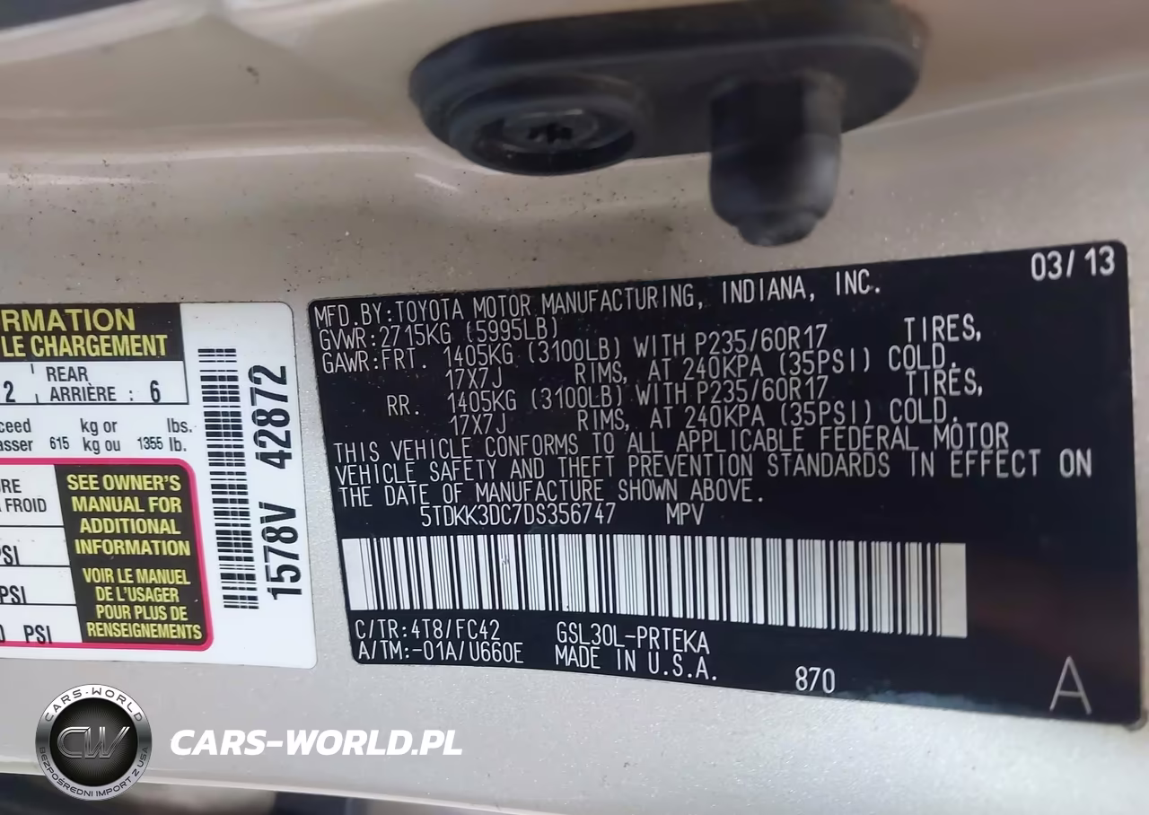 2013 Toyota Sienna Le V6 8 Passenger VIN:5TDKK3DC7DS356747 - 9