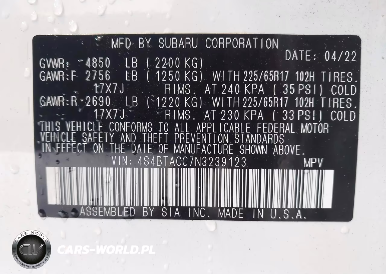 2022 Subaru Outback Premium VIN:4S4BTACC7N3239123 - 9