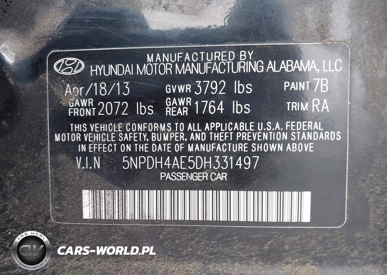 2013 Hyundai Elantra Gls VIN:5NPDH4AE5DH331497 - 9