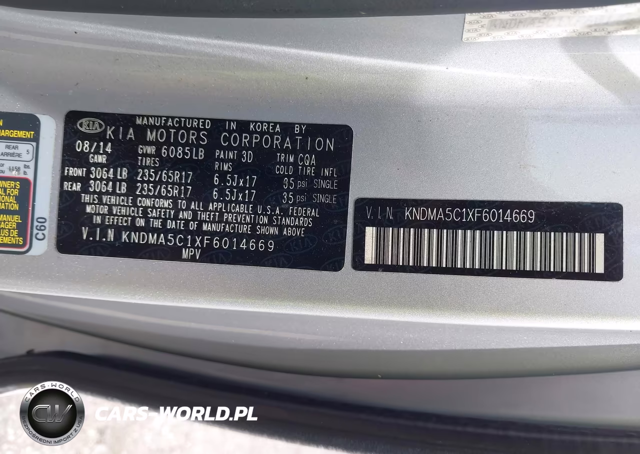 2015 Kia Sedona L VIN:KNDMA5C1XF6014669 - 9