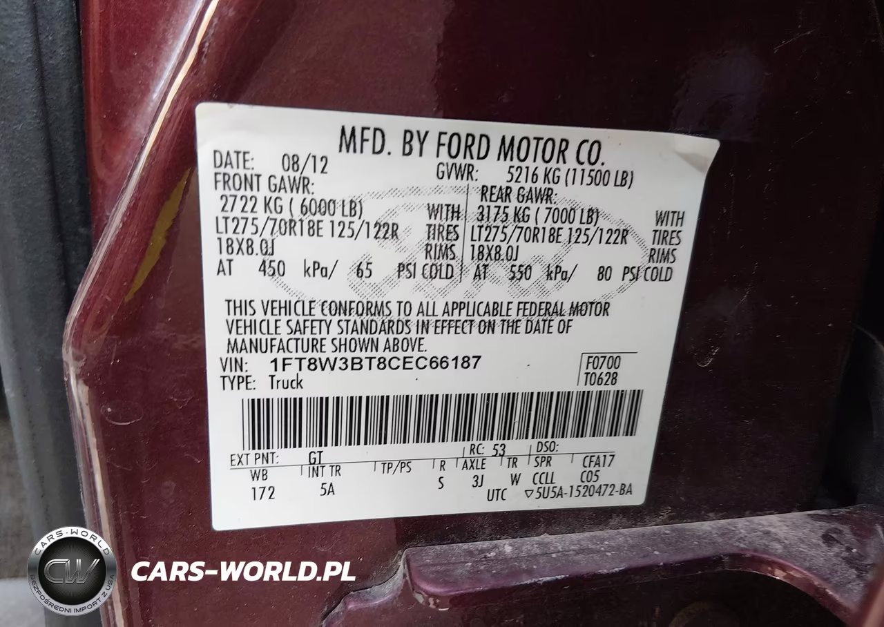 2012 Ford Super Duty F-350 Srw Lariat VIN:1FT8W3BT8CEC66187 - 9
