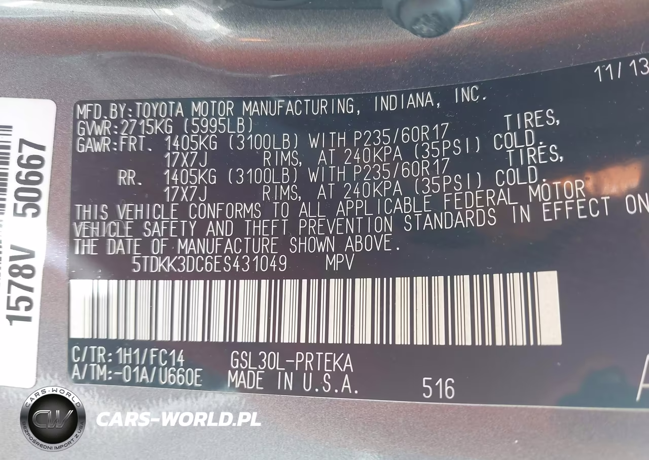2014 Toyota Sienna Le V6 8 Passenger VIN:5TDKK3DC6ES431049 - 9