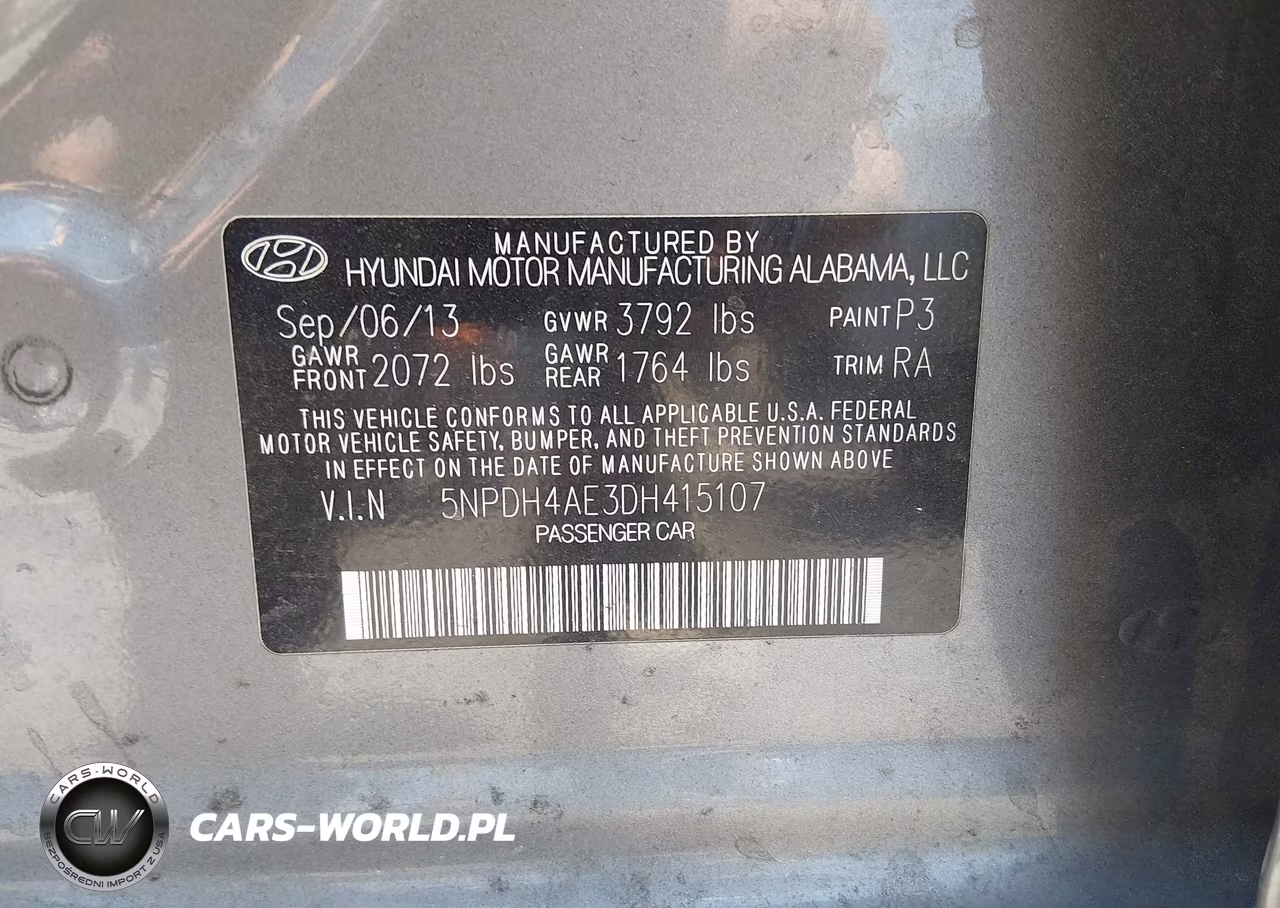 2013 Hyundai Elantra Gls VIN:5NPDH4AE3DH415107 - 9