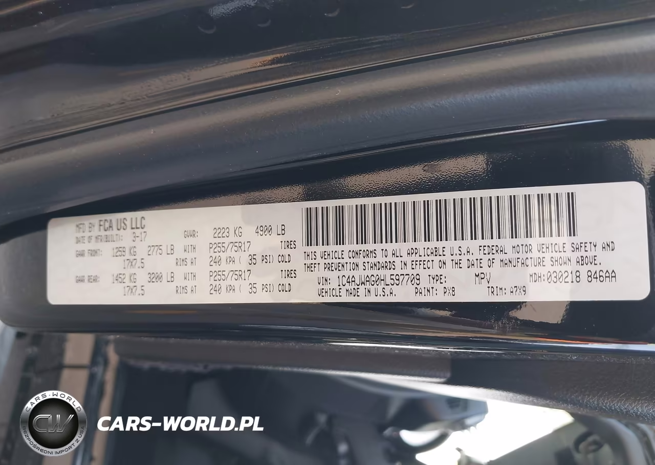2017 Jeep Wrangler Sport VIN:1C4AJWAG0HL597709 - 9