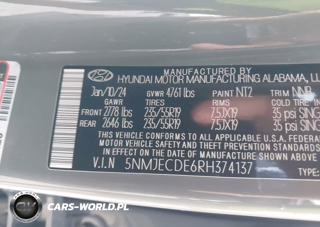 2024 Hyundai Tucson Limited VIN:5NMJECDE6RH374137 - 9