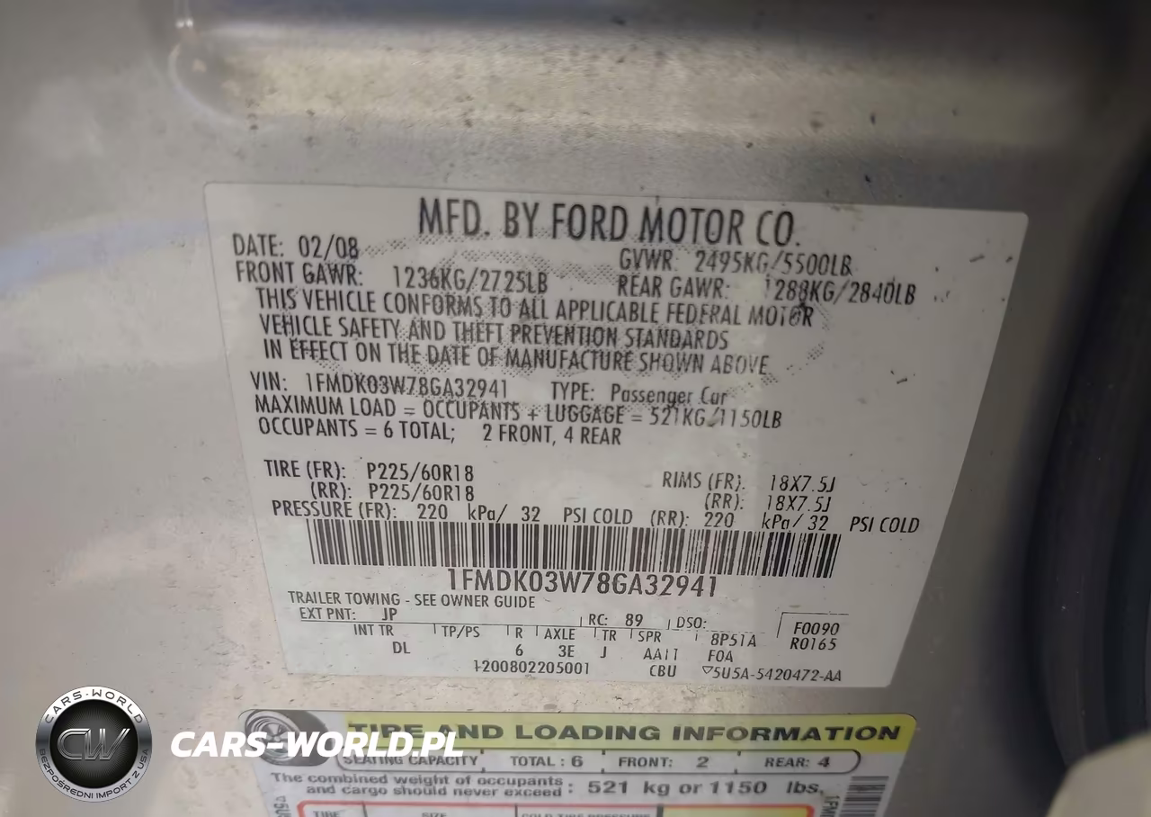 2008 Ford Taurus X Limited VIN:1FMDK03W78GA32941 - 9