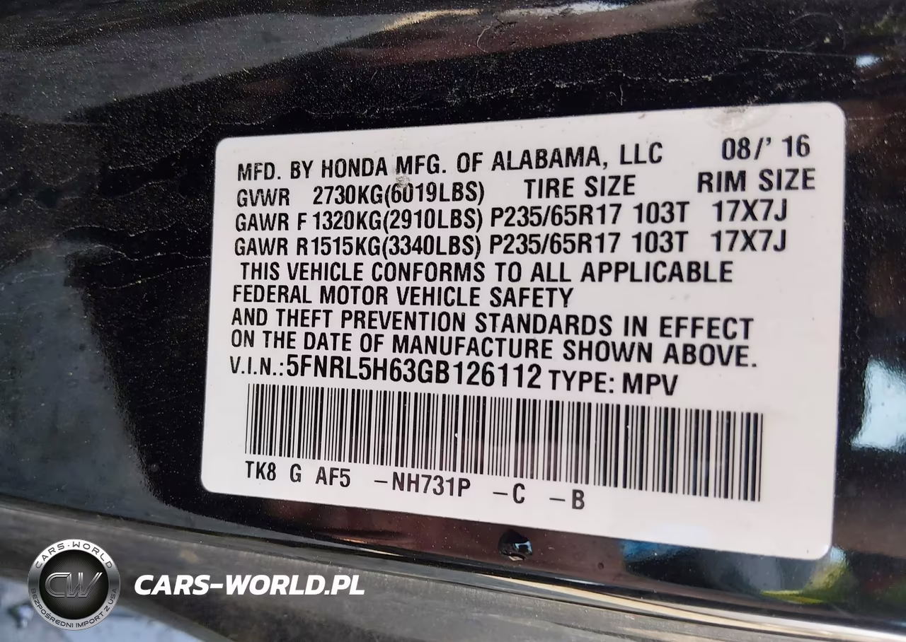 2016 Honda Odyssey Ex-L VIN:5FNRL5H63GB126112 - 9