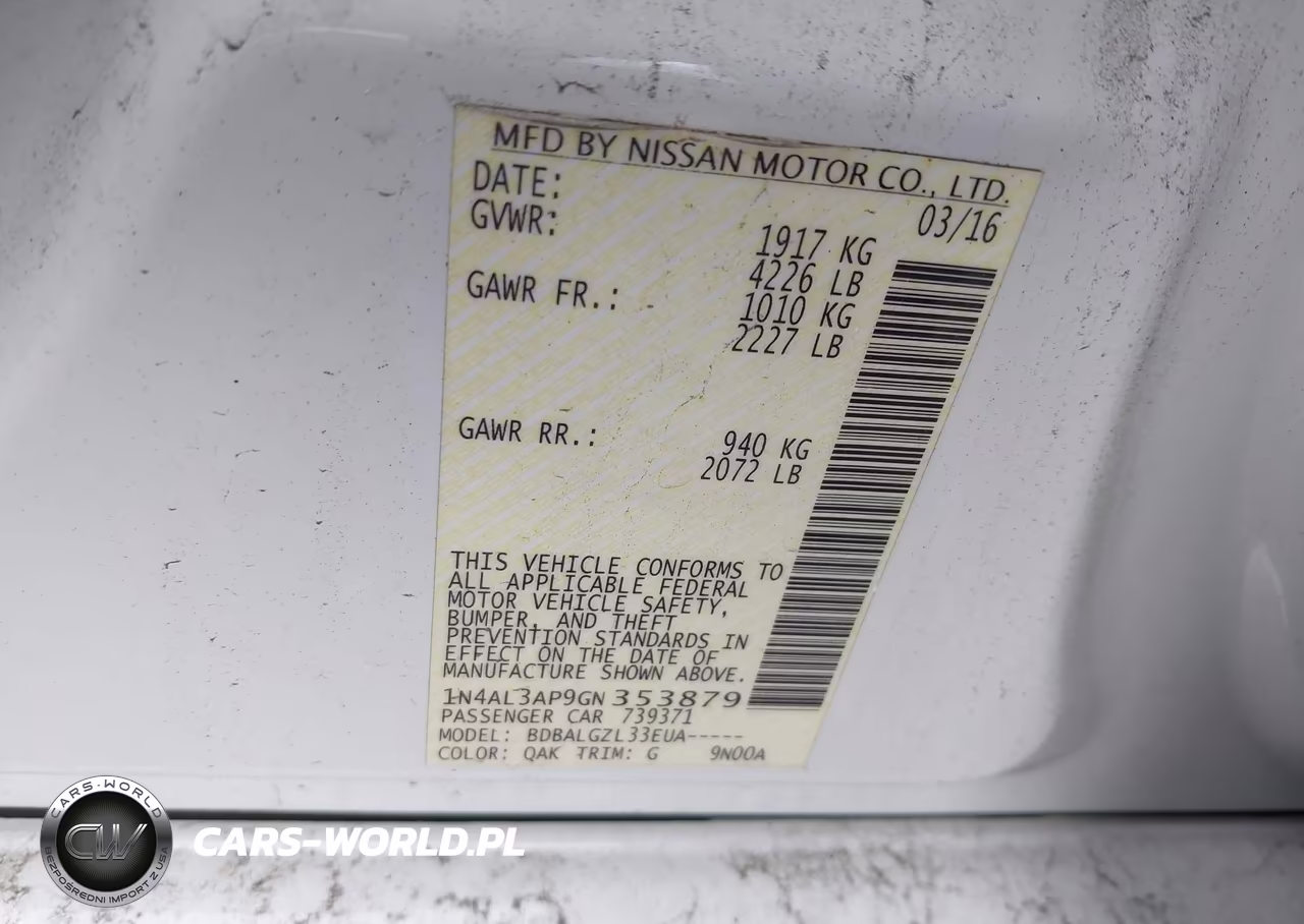 2016 Nissan Altima 2.5-2.5 S-2.5 Sl-2.5 Sr-2.5 Sv VIN:1N4AL3AP9GN353879 - 9