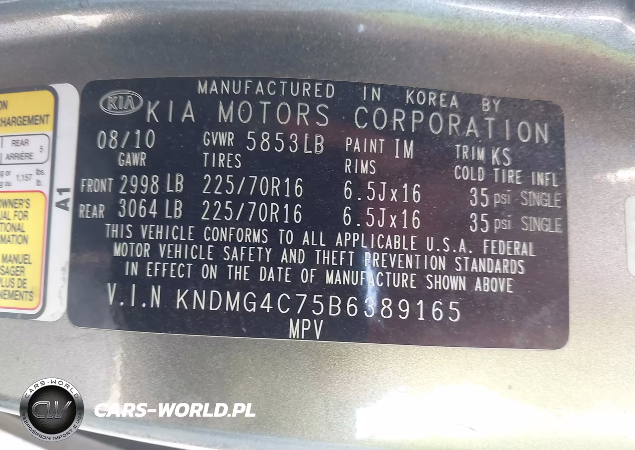 2011 Kia Sedona Lx VIN:KNDMG4C75B6389165 - 9