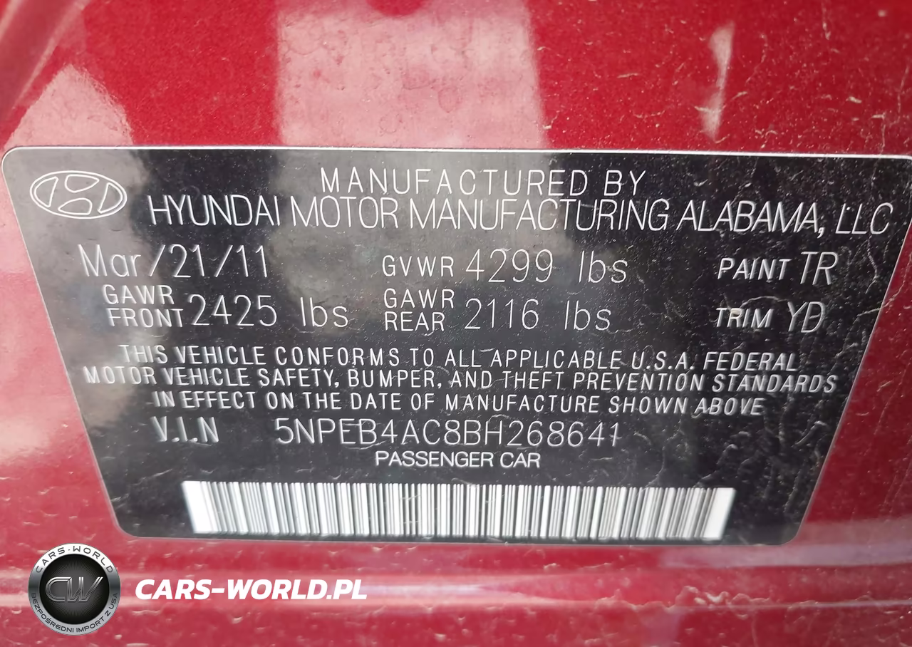 2011 Hyundai Sonata Gls VIN:5NPEB4AC8BH268641 - 9