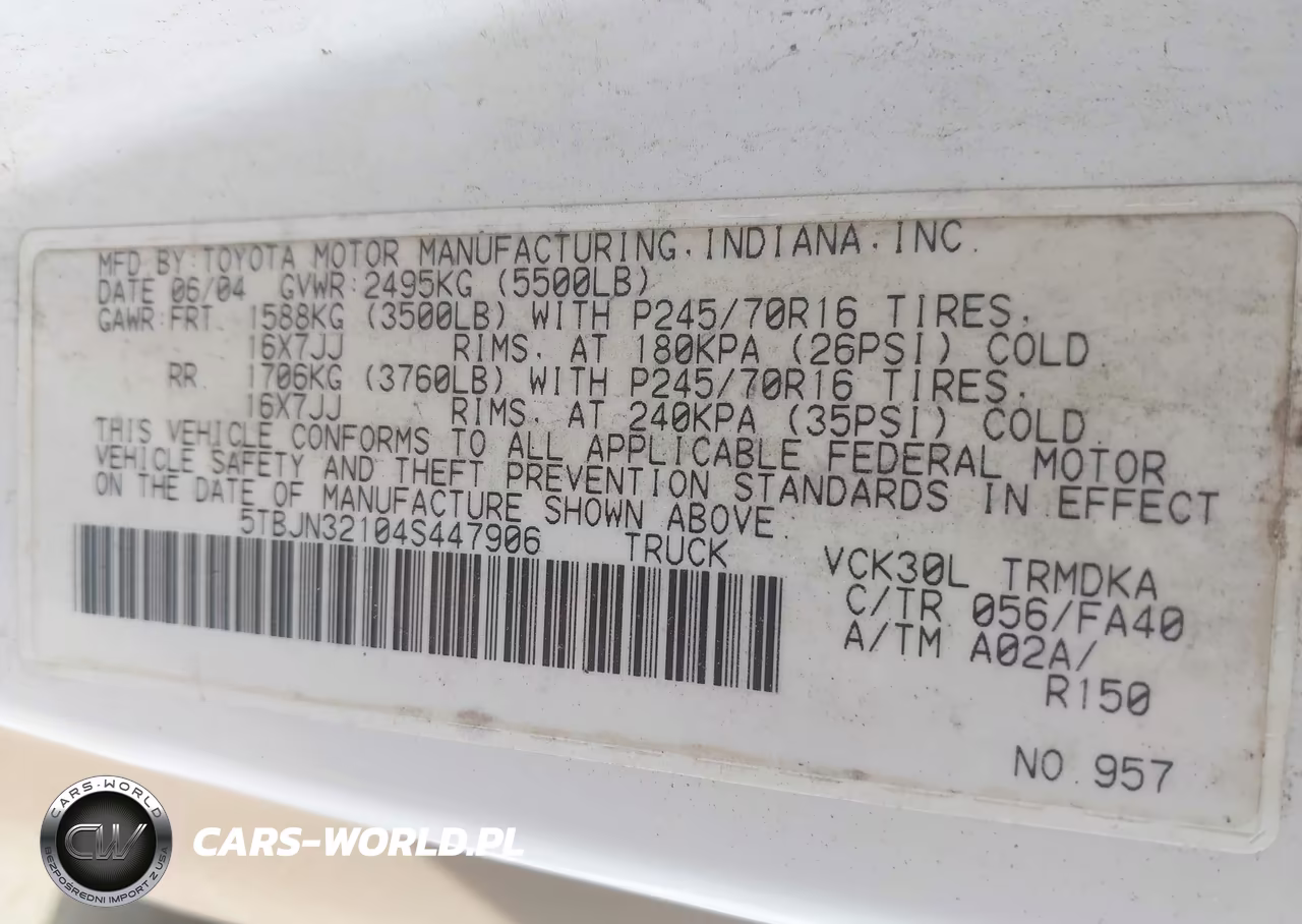 2004 Toyota Tundra VIN:5TBJN32104S447906 - 9