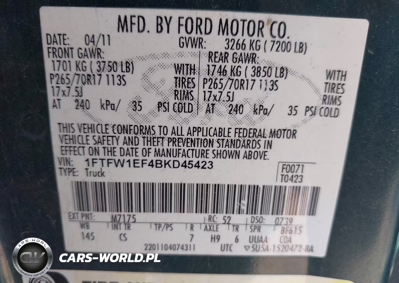 2011 Ford F-150 Fx4-King Ranch-Lariat-Platinum-Xl-Xlt VIN:1FTFW1EF4BKD45423 - 9