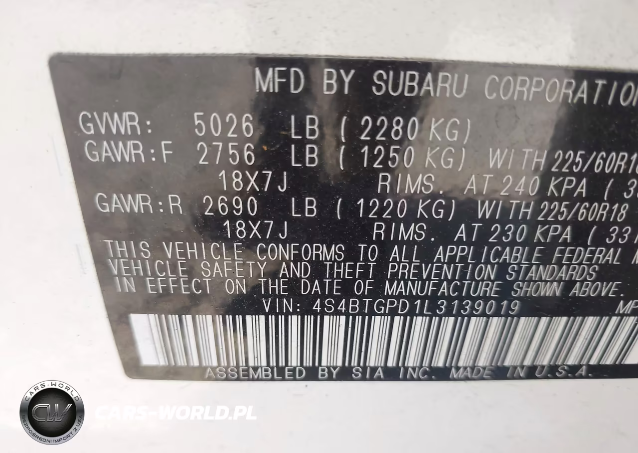 2020 Subaru Outback Touring Xt VIN:4S4BTGPD1L3139019 - 9