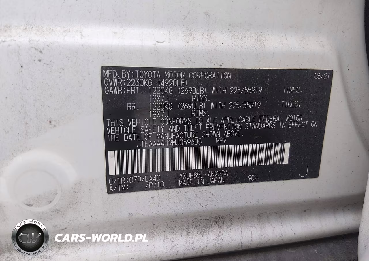 2021 Toyota Venza Limited VIN:JTEAAAAH9MJ059605 - 9