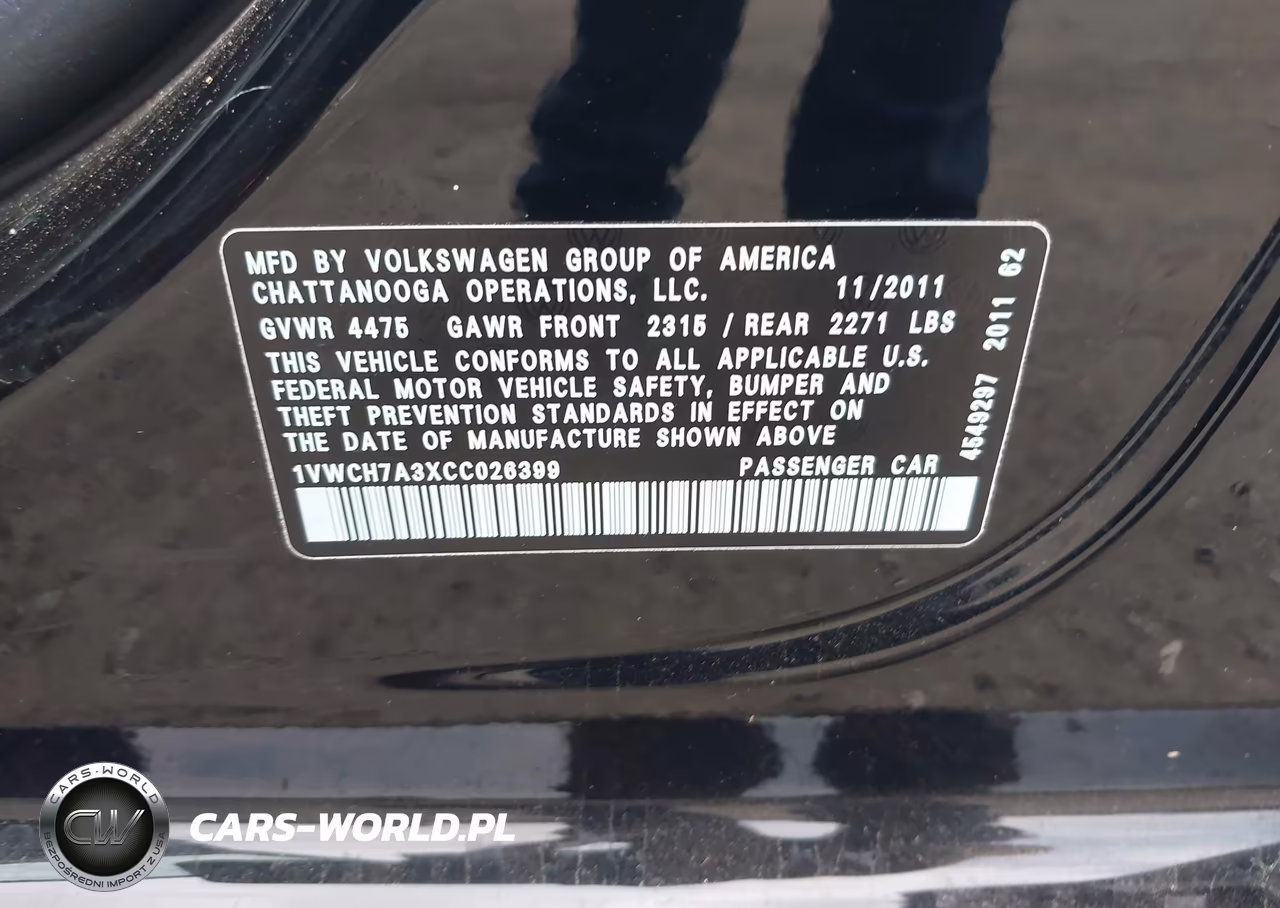 2012 Volkswagen Passat 2.5L Sel VIN:1VWCH7A3XCC026399 - 9