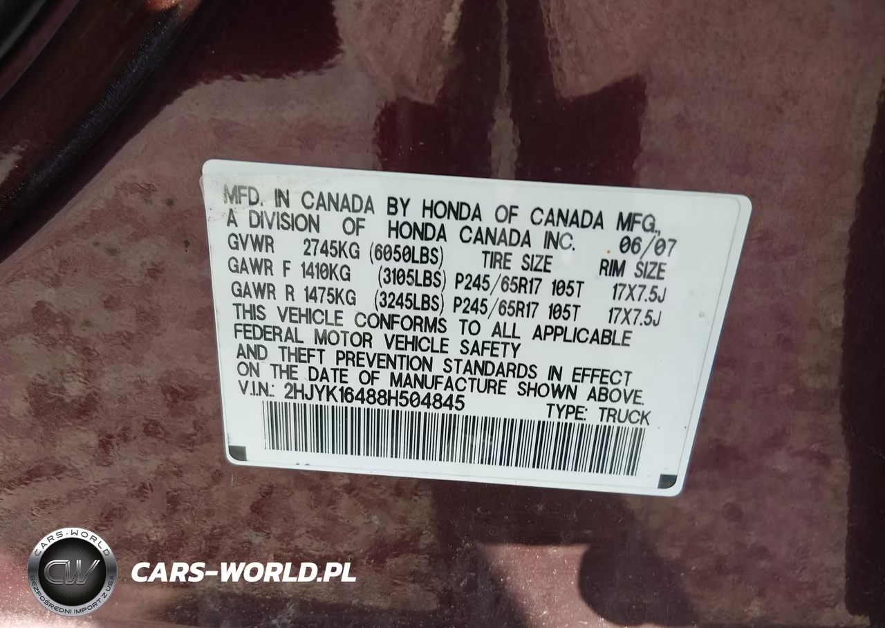 2008 Honda Ridgeline Rts VIN:2HJYK16488H504845 - 9