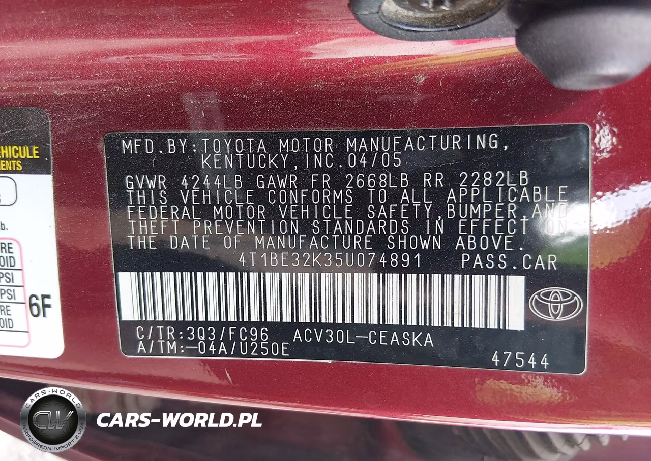 2005 Toyota Camry Se VIN:4T1BE32K35U074891 - 9
