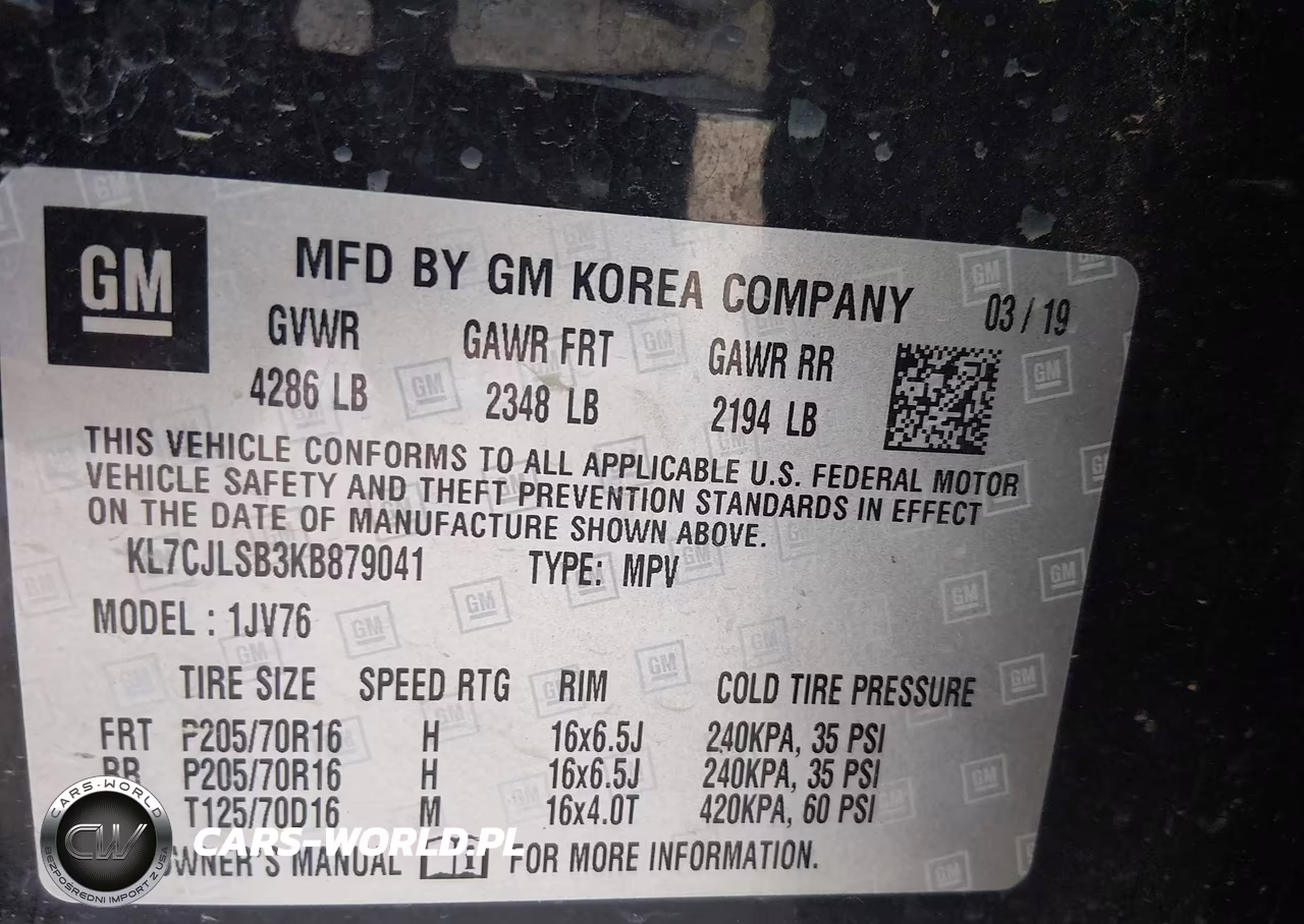 2019 Chevrolet Trax Lt VIN:KL7CJLSB3KB879041 - 9