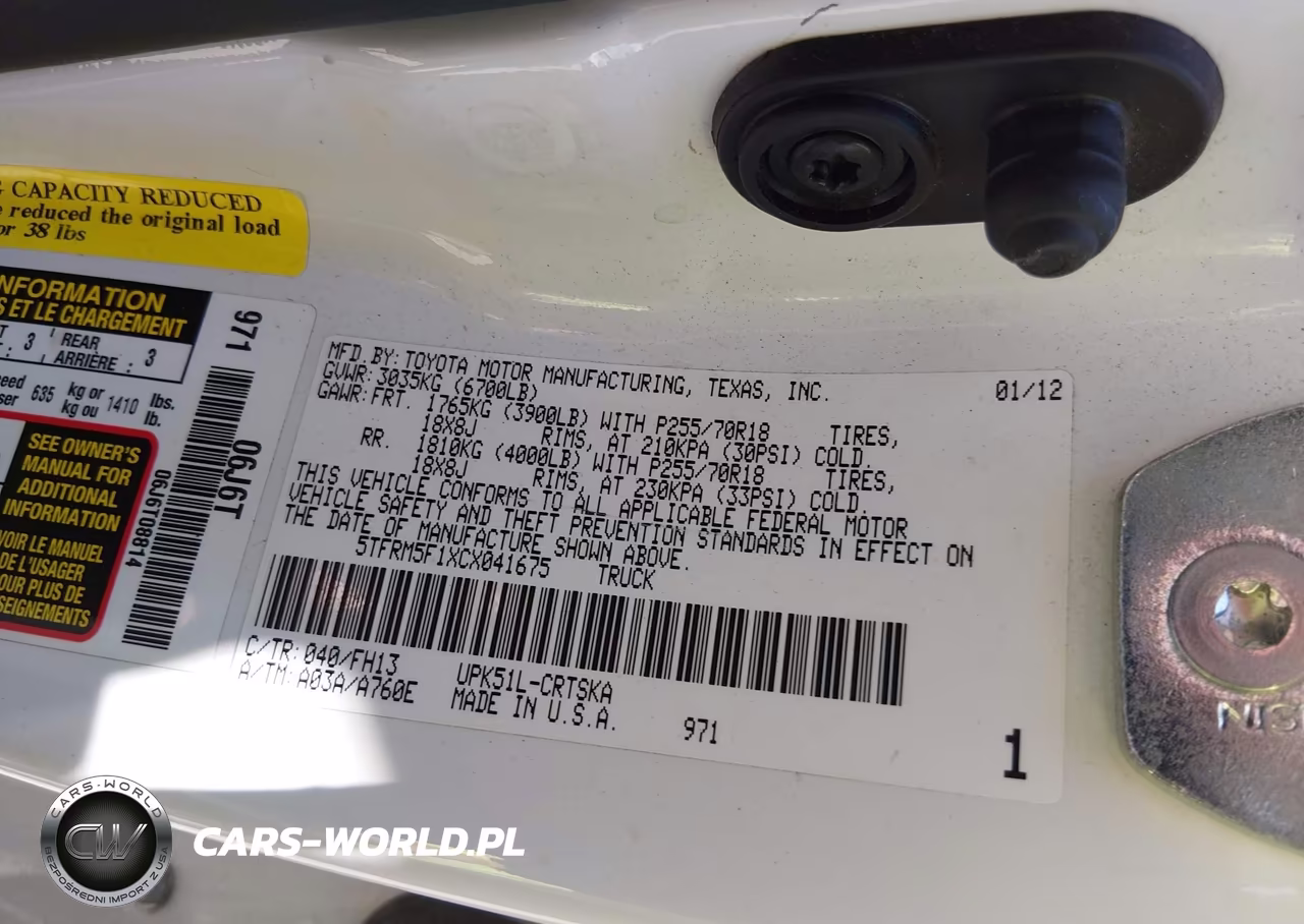 2012 Toyota Tundra Grade 4.6L V8 VIN:5TFRM5F1XCX041675 - 9