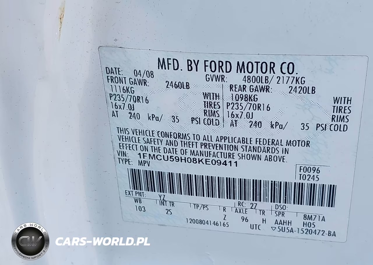 2008 Ford Escape Hybrid VIN:1FMCU59H08KE09411 - 9
