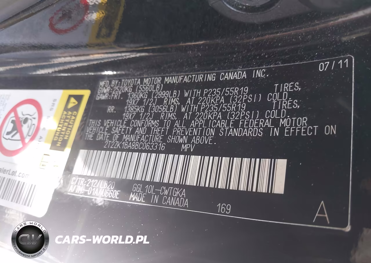 2011 Lexus Rx 350 VIN:2T2ZK1BA8BC063316 - 9