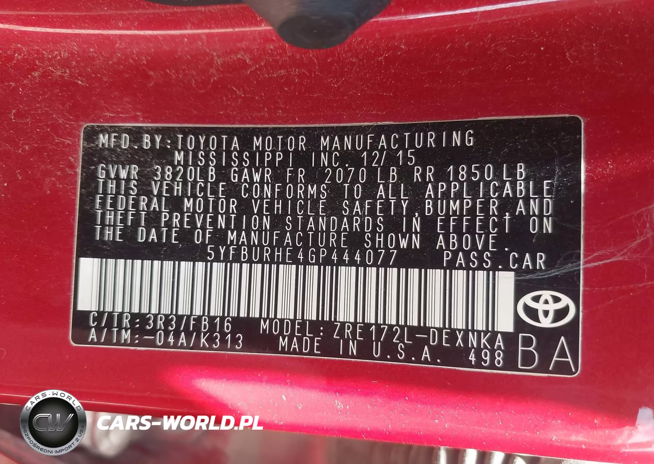 2016 Toyota Corolla Le VIN:5YFBURHE4GP444077 - 8