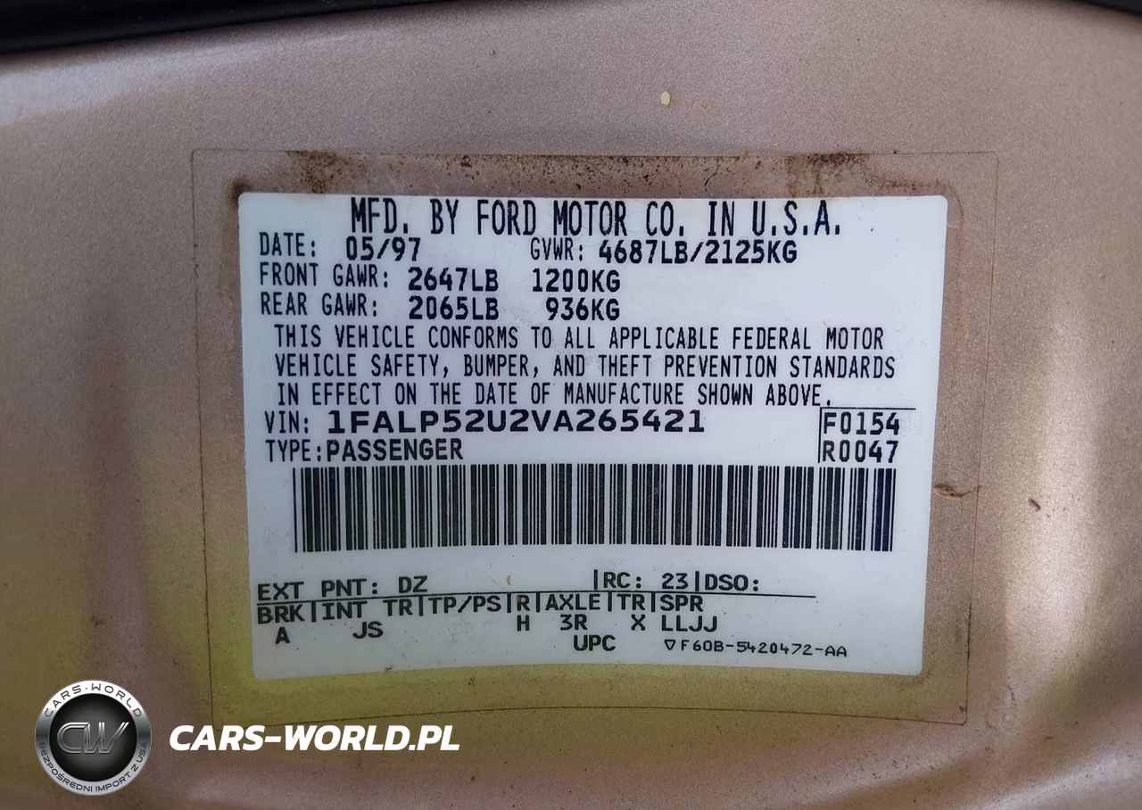 1997 Ford Taurus Gl VIN:1FALP52U2VA265421 - 9