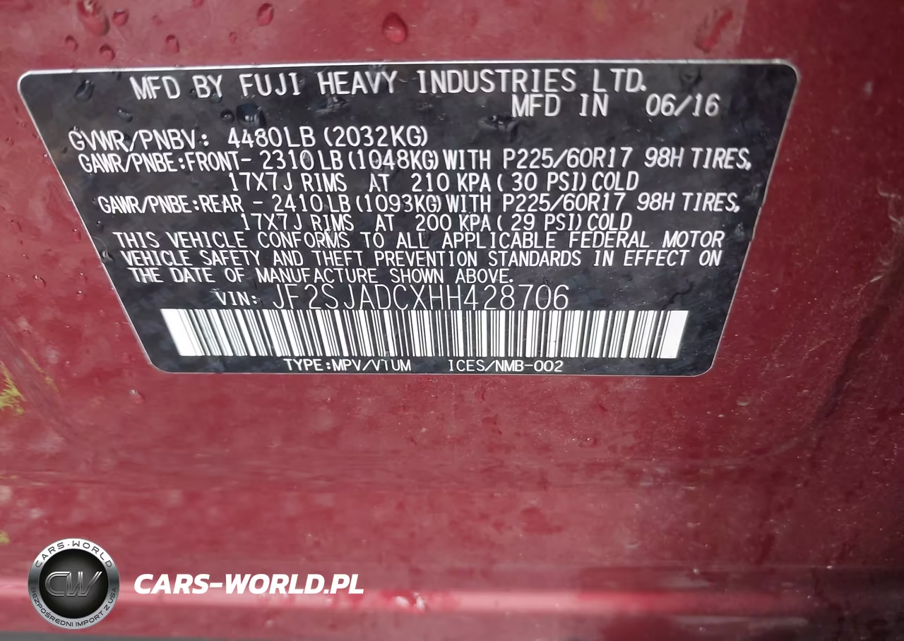 2017 Subaru Forester 2.5I Premium VIN:JF2SJADCXHH428706 - 9