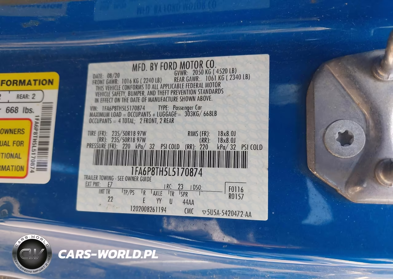 2020 Ford Mustang Ecoboost Fastback VIN:1FA6P8TH5L5170874 - 9