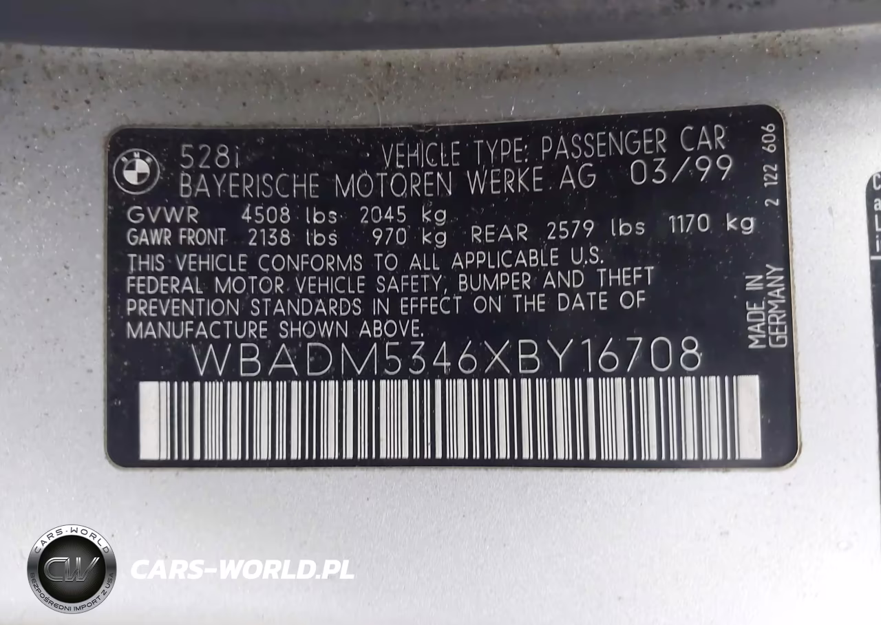 1999 BMW 528I VIN:WBADM5346XBY16708 - 9