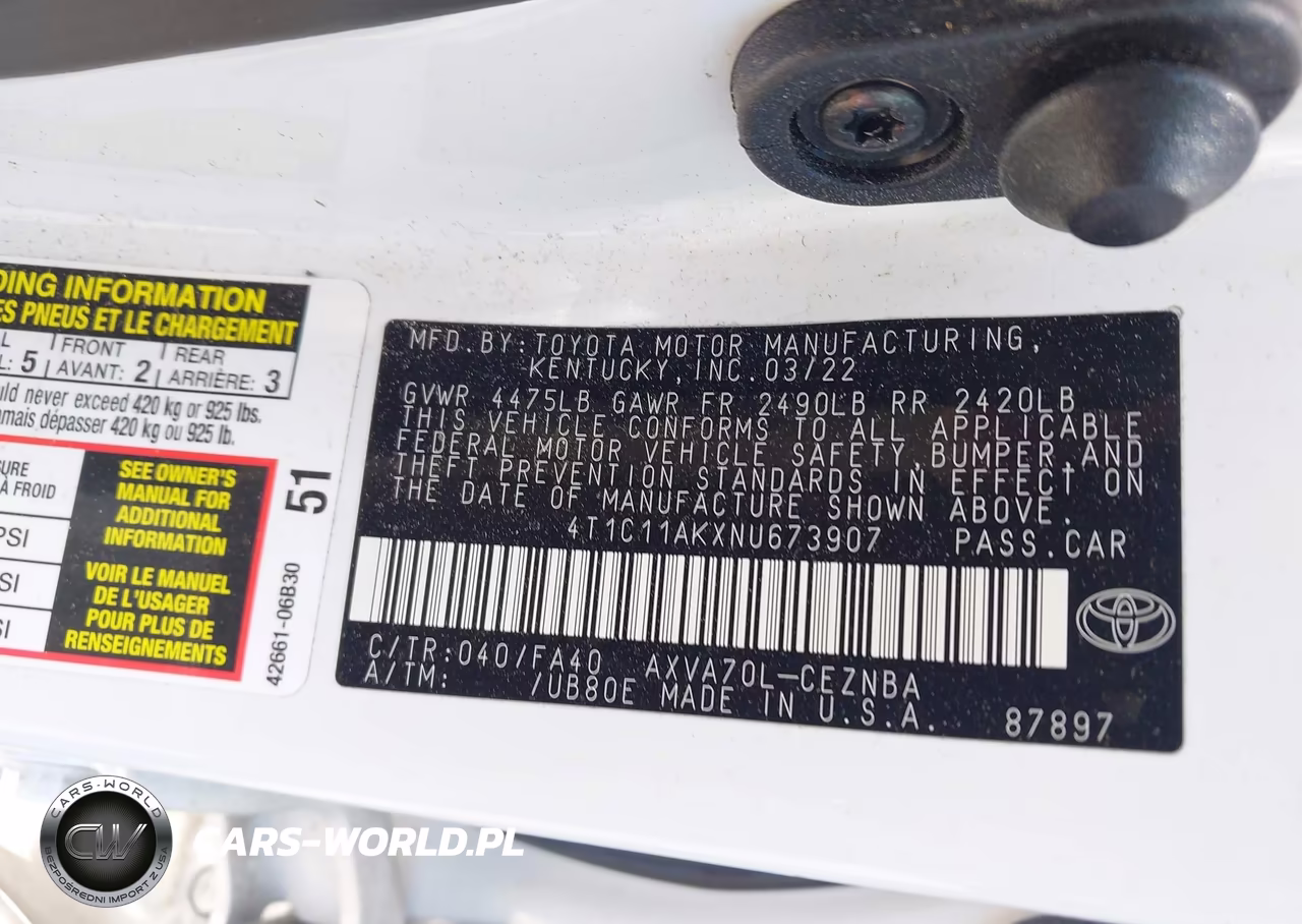 2022 Toyota Camry Le VIN:4T1C11AKXNU673907 - 9